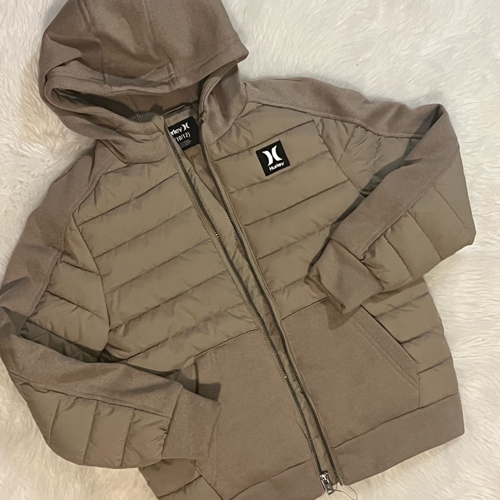 Hurley size 10/12 Kids Tan Puffer Jacket